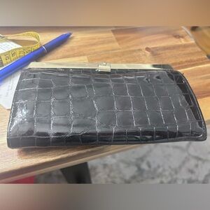 Vintage Abas Crocodile Embossed Leather Clutch/Wallet
